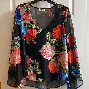 Show me your mumu black floral tunic size xs